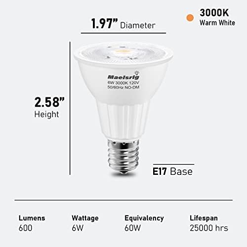 Maelsrlg E17 LED sijalica 6W, Srednja osnovna reflektorska sijalica, toplo Bijela 3000k, E17