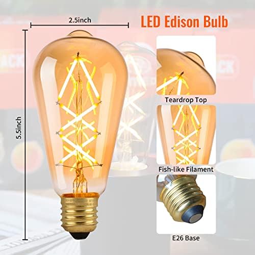 OMED LED Edison sijalica 24 pakovanja, Criss-Cross filament LED sijalice sa mogućnošću zatamnjivanja,