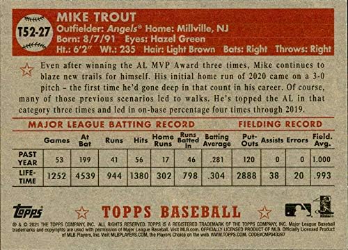 Baseball MLB 2021 TOPPS 1952 TOPPS Redux T52-27 Mike pastrmka Nm u blizini mint anđela