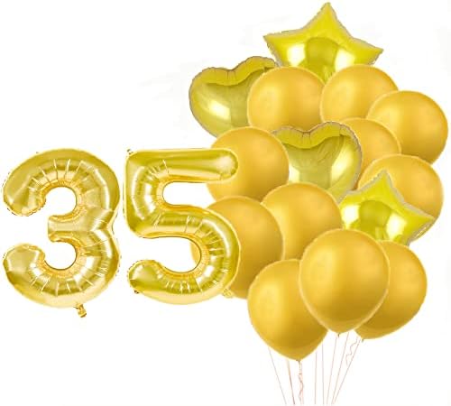 Slatki 35. rođendanski ukrasi za zabavu, zlatni broj 35 baloni, 35. folija milar baloni lateks