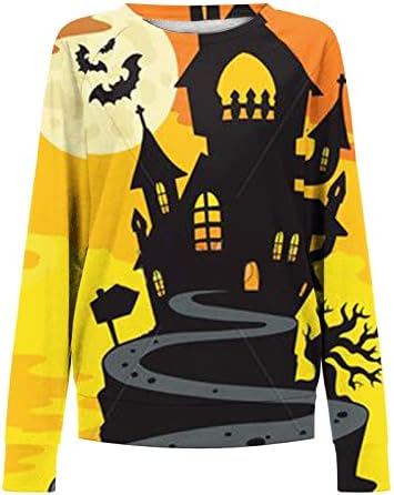Crewneck Top Tee za žene Jesen Zimske dugih rukava džemper Grafički odmor Halloween Loot Fit 1i 1i