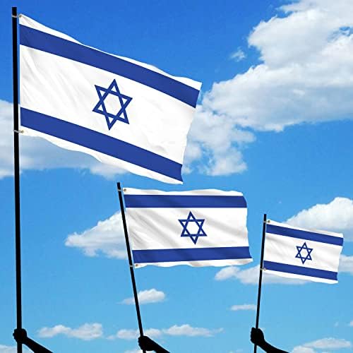 Bannerbuzz Izraelska zastava Pletena tkanina 90 GSM - Lagane, svijetle i živopisne boje, mesingani
