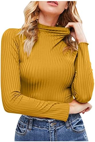 Ženski džemperi Proljeće 2023 Solid Boja dugih rukava Klit obrezana pupak za dno nareli preveliki džemper