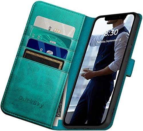 DuckSky za iPhone 13 Pro Max 6.7 torbica za novčanik od prave kože【RFID blokada】【4 držač kreditne