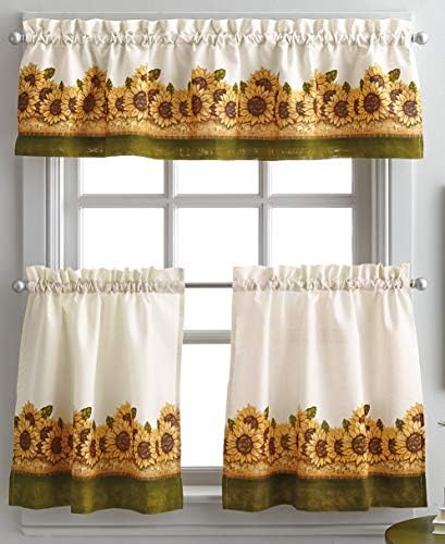 Curtainworks suncokret vrt prozor Kuhinja Zavjese Tier I Valance, žuta, 36-inčni Tier Set