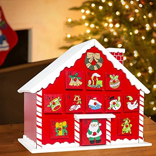 Božić Ukras Painted Snow Roofed Cottage Countdown Kalendar Kutija Za Pohranu Dekoracije Božić