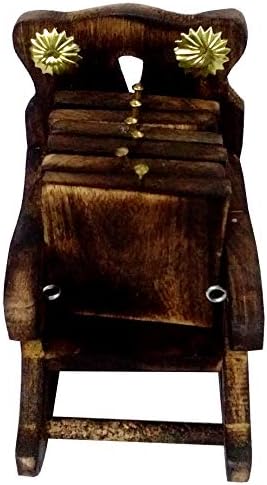 Purpledip Drveni podmetači set 6 stolica za ljuljanje, jedinstveni indijski suvenir