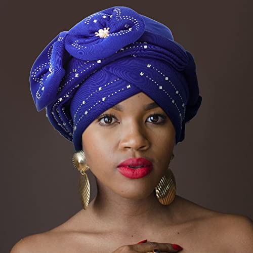 Yeilhile afrički cvijet turban crveni pre-vezani glava za glavu za glavu za žene za žene za žene
