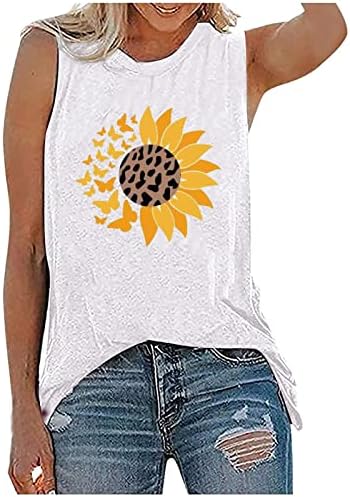 Ruziyoog Womens Tank Tops V Izrez Casual Sleeveless Basic Yoga Shirts Ljetni Trendi Suncokret