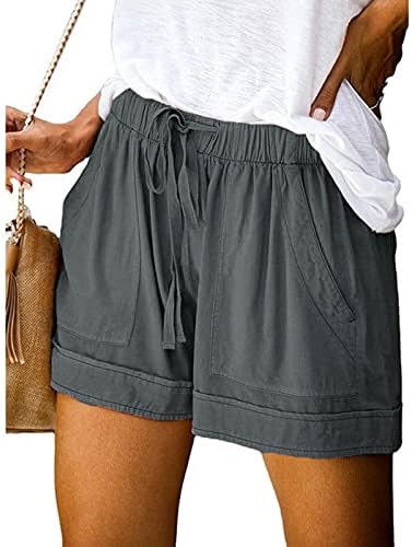 Duwei vunene kratke hlače Ženske hlače Struk Splice kratke hlače Džepi Comfy ženske elastične flanelne pidžame