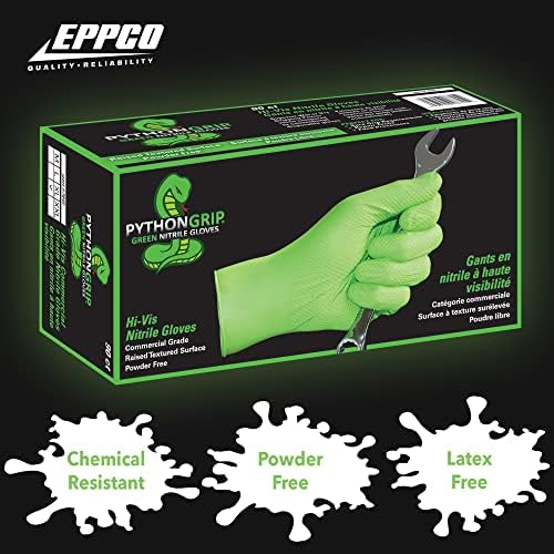 EPPCO Slučajevi Python Grip Jednokratni prah, besplatni, lateks besplatni, teksturirane superiorne rukavice nitrila