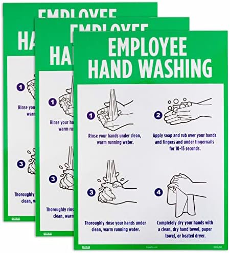 Zaposleni za pranje ruku, 3 znaka - javni toalet ili kuhinjski sudoper sa slikama - Vodič za pranje ručnih pranja za školu, restoran, poslovanje - lični higijenski naljepnica za komercijalnu upotrebu
