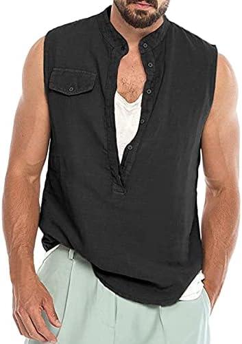 Xxbr muški pamučni platneni rezervoar, majica bez rukava bez rukava ljetna plaža Osnovna majica