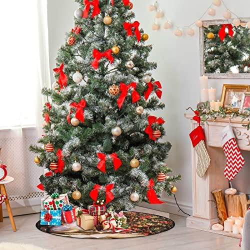 Visesunny Christen Tree Mat sretan Božić Retro stil Santa Claus i drvo stalka za stalku Mat Podni zaštitnik