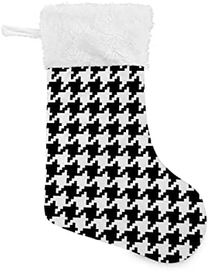 Božićne čarape Crna bijela pjenasta plairana uzorak bijela plišana manžetna Mercerizirana obiteljski