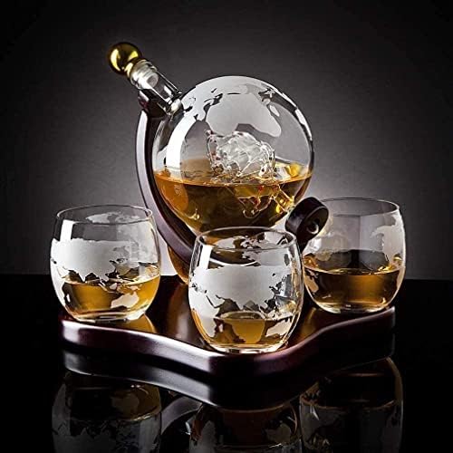 YJALBB bezolovni kristalni dekanter dekanter viski dekanter Globus Set sa 4 urezane Globusne naočare za viski-za