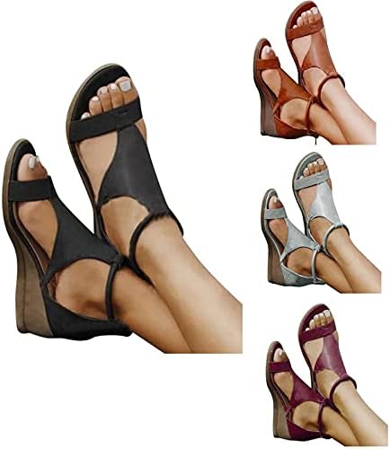 KHIIen ženske sandale za gležanj sa klinom Comfort heel Sandal t-remen block Heel otvorene sandale sa patentnim