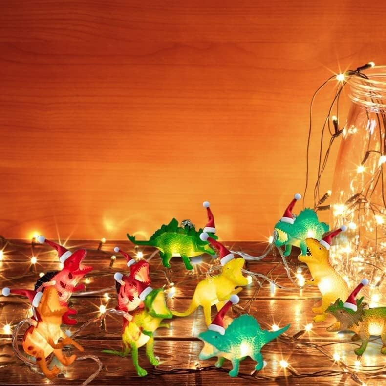 Božićna žičana svjetla, svjetla za dinosauruse sa božićnim šeširom, potrepštine za uređenje dječje sobe,