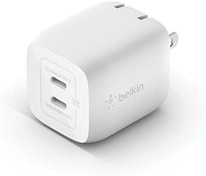 Belkin 45W dvostruki USB-C zidni Punjač, brza dostava snage punjenja 3.0 sa Gan tehnologijom za