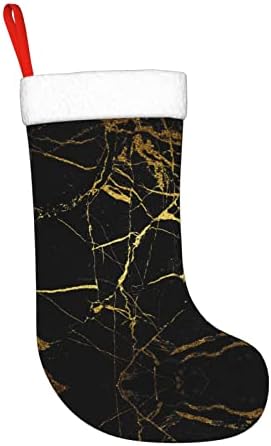 AKAUTOSM Black mramorni božićni čarapa, personalizirana čarapa za plašt, staromodni božićni dekor, 11 x17.7