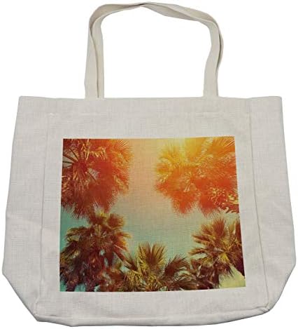 Ambesonne Palma torba za kupovinu, drveće u Sunlights Tranquility u tropskom prirodnom pejzažu na ljetnoj