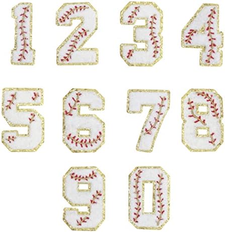 10pcs 0-9 brojeva Varsity Chenille patcks 2,95 Zlatni ubod bejzbol glačalo na Applique DIY