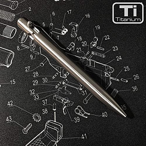 Bastion Titanium olovka plus 6 gel crna punjenje tintom | Lightweight Vilt Metal Fine Point za žene i muškarce