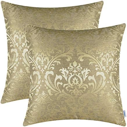 Kalozite paket 2 bacanje jastuka pokriva kućice za kauč na kauču navlaka za kućnu dekoraciju Vintage Damask cvjetni sjaj i tup kontrast 18 x 18 inča zlato
