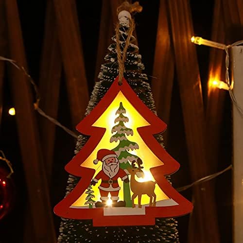 Creative Privjesak stablo Mali drveni šupljini božićni svjetlosni ukras domaći dekor Candy Cane Garland sa svjetlima