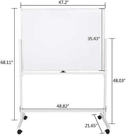XYYSSM 90x120cm horizontalna mobilna dvostrana tabla, magnetna ploča za suho brisanje - magnetna