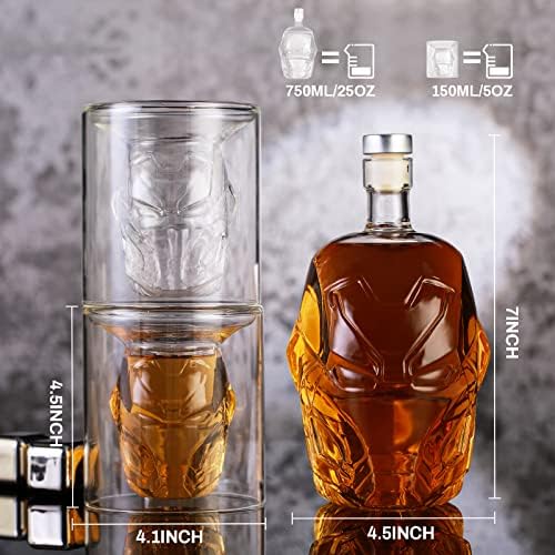 APRONA Whisky Decanter Set 750ml sa 2 čaše, savršen za liker, Škotski, burbon, rakija, Vodka, koktel, personalizovani