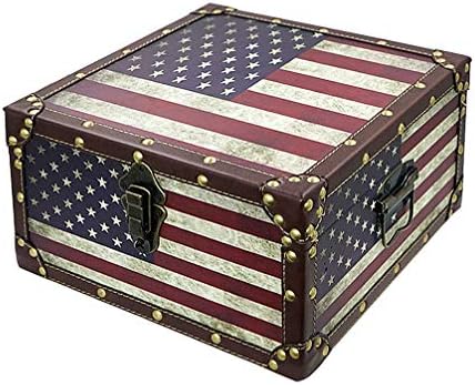 Dreamseden Veliki vintage ukrasni prtljažnik - Drvena američka oblozi blaga kutija za trezor, 13.8