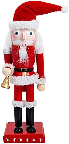 ABOOFAN Božić Nutcracker dekoracije 25cm drvena Santa figura sa zvonom Božić Santa Nutcracker božićno