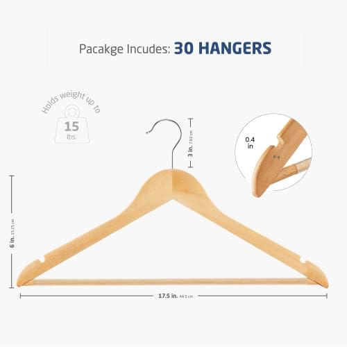 Visokokvalitetni drveni vješalice sa klizne hlače Bar Smooth Finish Switlew Courger Hanger 360 °