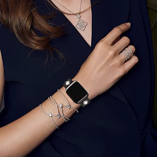 Yaxin čipke silikonske trake sa dijamantnim čari za 3 para kompatibilan sa Apple Watch Band 38mm