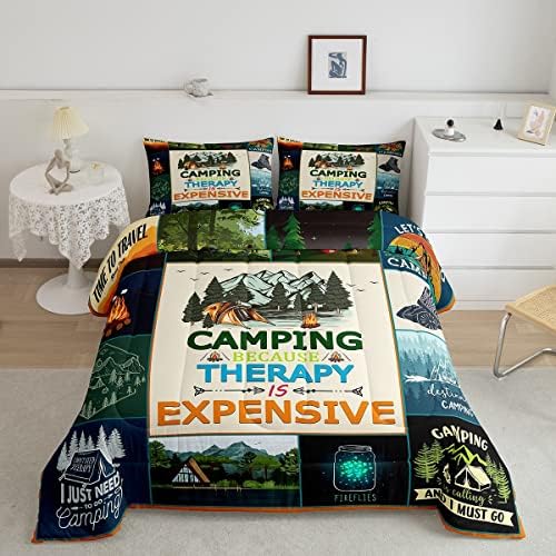 Erosebridal Camper Posteljina kraljica Veličina Happy Camping Comforter set Rustic Farmhouse Camping