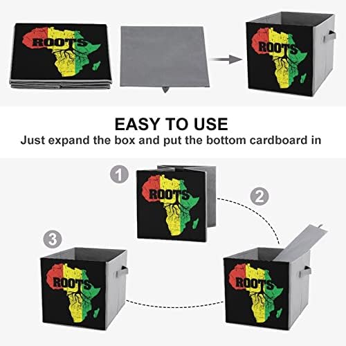 Afrika Karta Reggae Rasta korijeni Sklopivi kanti za pohranu Printd tkanini kocke košare kutije sa ručkama
