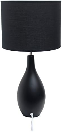 Jednostavan dizajn LT2002-BLK ovalna igla za kuglanje baza keramička stolna lampa, Crna