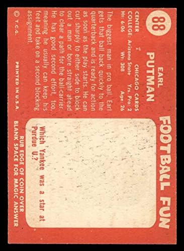 1958. TOPPS 88 Earl Putman Chicago Cardinals-FB Dean's Cards 5 - Ex Cardinals-FB Arizona ST