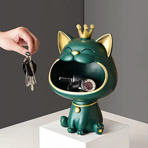 Aesgxtu crown cat ključ posuda za odlaganje, veliki usta Cat desktop dekor＆prikaz za odlaganje za ulaz＆dnevna