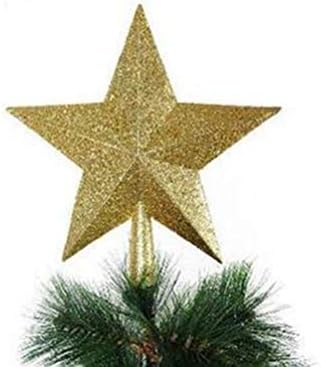 Amosfun božićno drvce Top Star Plastic Gold Star Božićno drvce Topper Glitter Star Decoration Ornament
