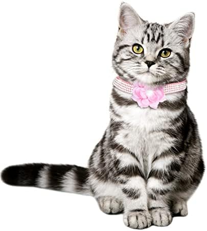 NSQFKALL 2 podesive veličine personalizirani ovratnici za mačke od vještačkog dijamanta s cvjetnom kravatom