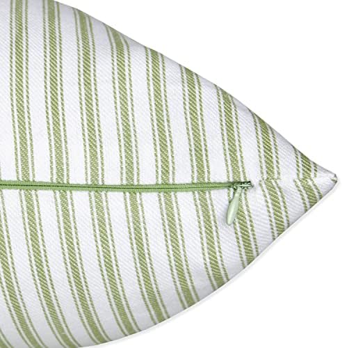 Cackleberry Home Tarragon Zelena i bijela Tickica Stripe Dekorativni krovni jastučni jastuk navlake Tkani