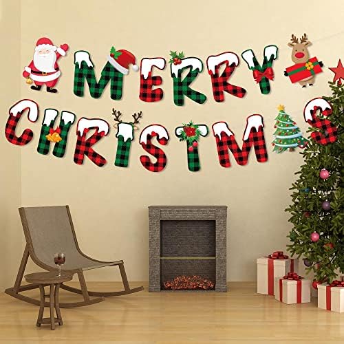 Chris.w Merry Božićni baner Božićne ukrase božićnog vijenca Viseća bubica Holiday Garlands Papir Buffalo