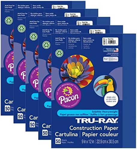 Tru-ray Građevinski papir, kraljevsko plava, 9 x 12, 50 listova po paketu, 5 paketa