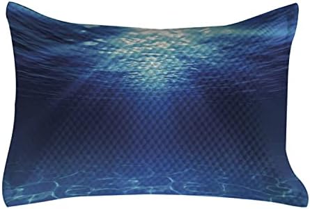 Ambesonne Ocean Quilted jastuk, podvodni pogled Sandy Seatbed Scene Sunbeams Nature Slika Print, Standard King size Polič za naglasak za spavaću sobu, 36 x 20, mornarsko plavo aqua