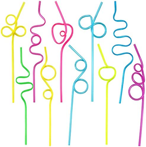 VOKOY 20pcs Crazy Loop slamke, šarene višekratne slamke za piće smiješne slamke za djecu,