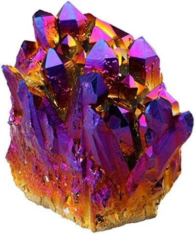 Sunyik Purple Aura Titanium Kvarc Kristalni klaster, Drusy Flame Geode Gedstone Specimen Figurica