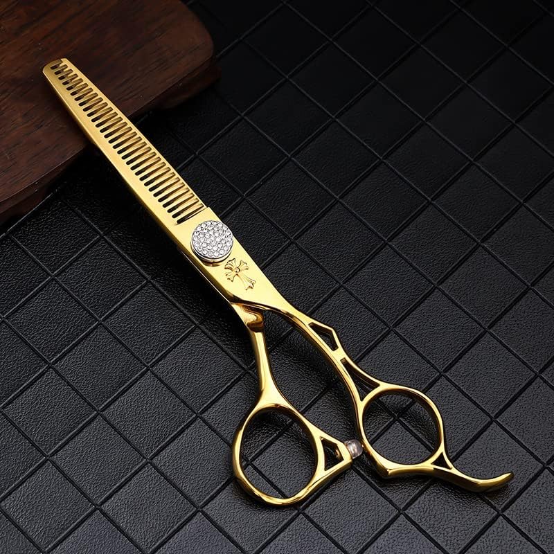 Škare za rezanje kose, 6 inčni zlatni japanski 440c brtve škare Profesionalni ravni rezni zubi za rezanje