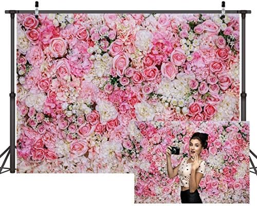 LYWYGG 10x10ft Flowers backdrops Pink Rose Background Spring Floral Photo Pozadine za fotografiju rođendan Rose